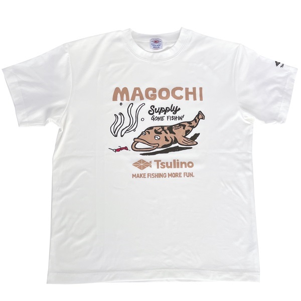 【LUMBER×Tsulino】コットンライクドライＴシャツ(マゴチ　ホワイト-M)